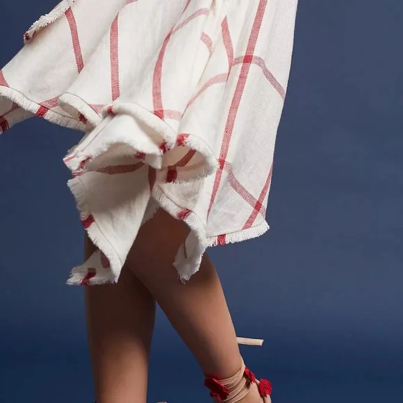 Anthropologie Acler Plaid Linen Dress, size Small, Cream and Red - Picture 2 of 6